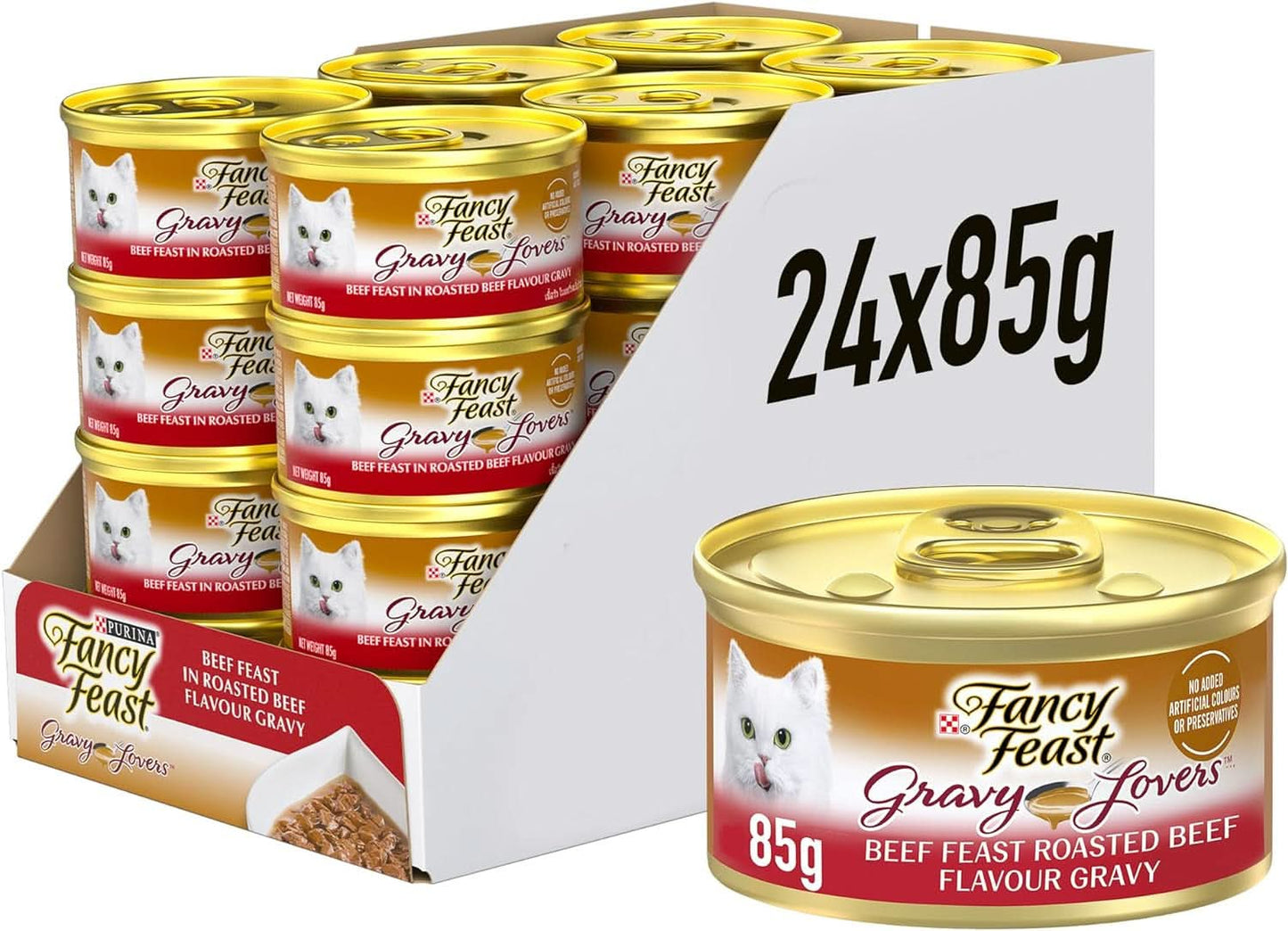 Fancy Feast Gravy Lovers Beef Feast in Roasted Beef Flavour Gravy 85g x Pack of 24