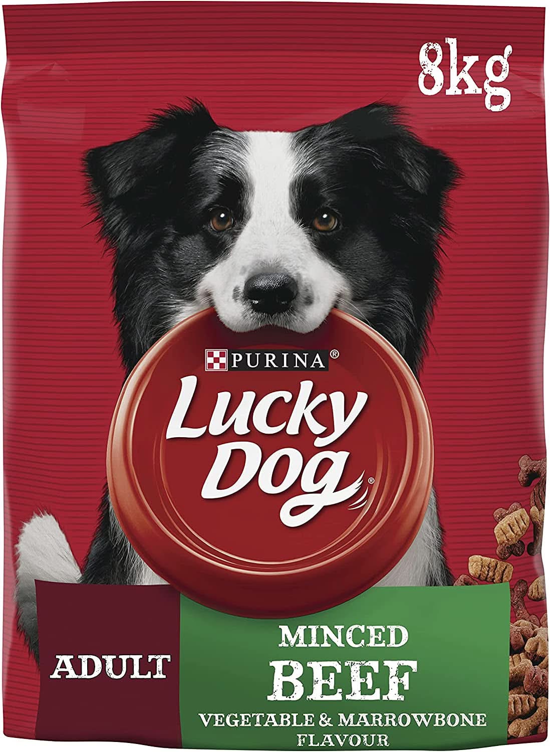 Lucky Dog Adult Minced Beef Vegetable and Marrowbone Flavour Dry Dog Food 8kg