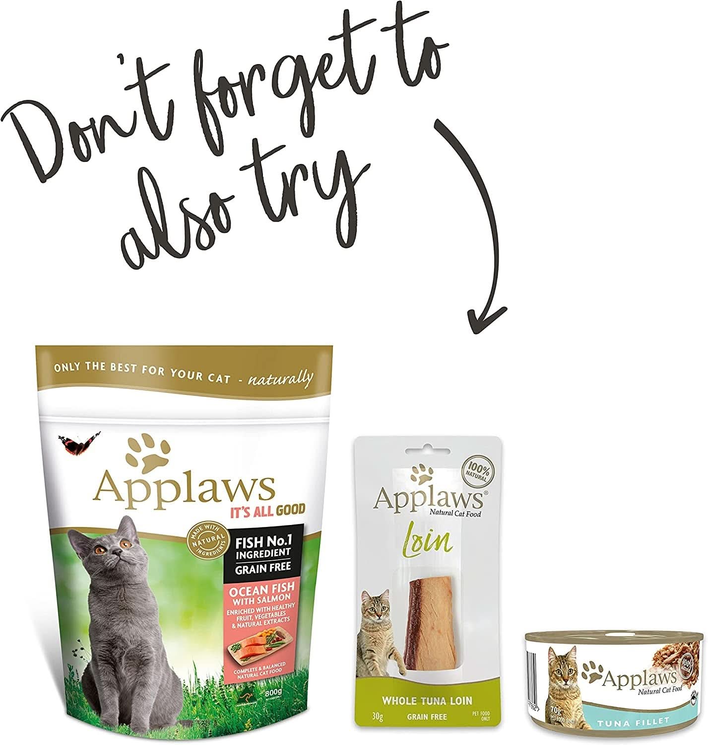 Applaws Tuna Natural Wet Cat Food in Jelly - 70G Pouches, Complementary Food for Adult Cats, Pack of 16