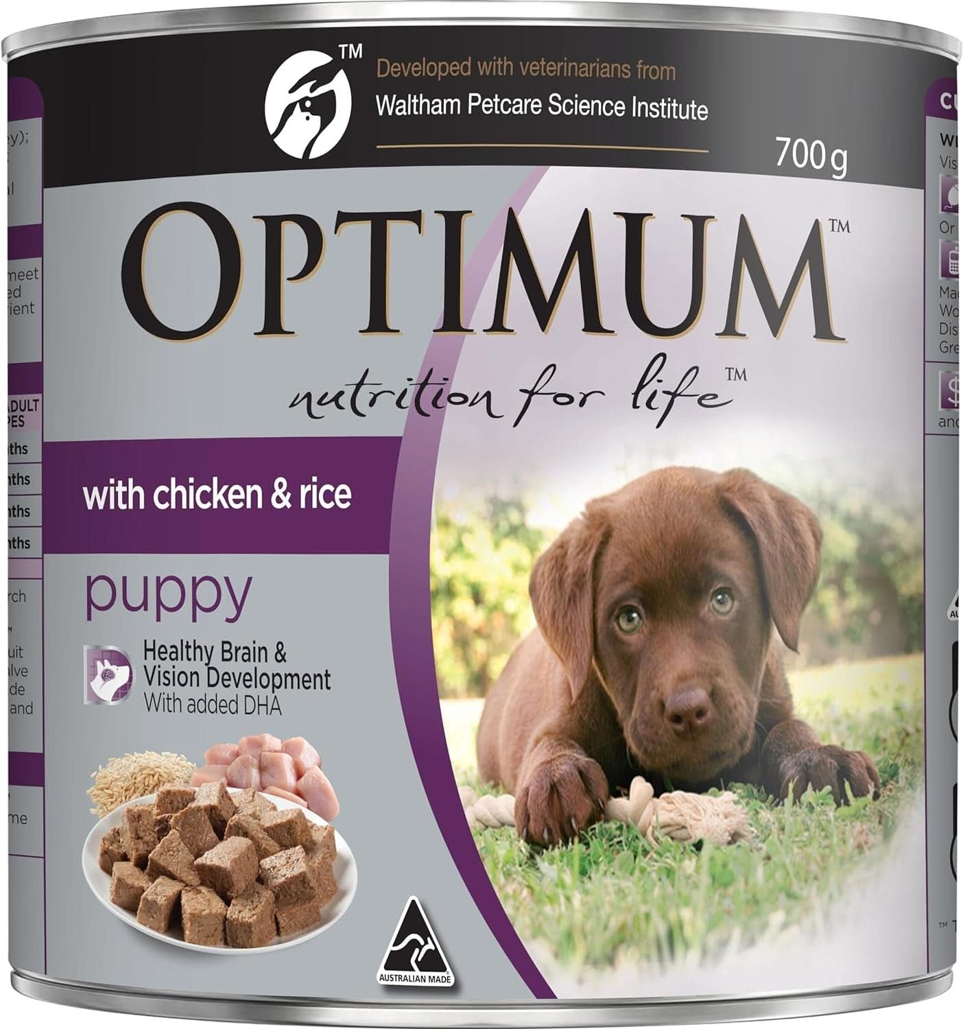 Optimum Puppy Wet Dog Food with Chicken & Rice 700g x Pack of 12