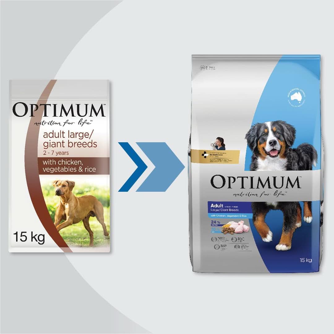 Optimum Adult Large Breed Dry Dog Food with Chicken, Vegetables & Rice 15kg