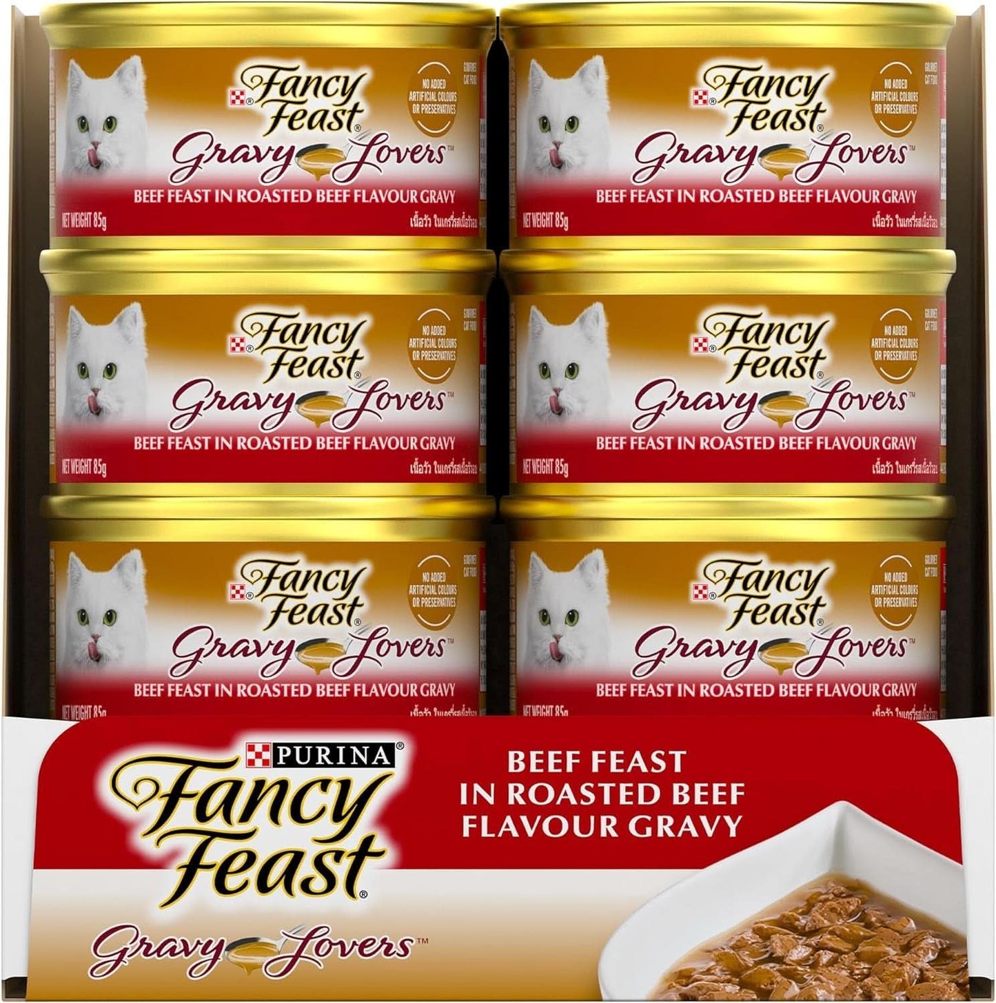 Fancy Feast Gravy Lovers Beef Feast in Roasted Beef Flavour Gravy 85g x Pack of 24