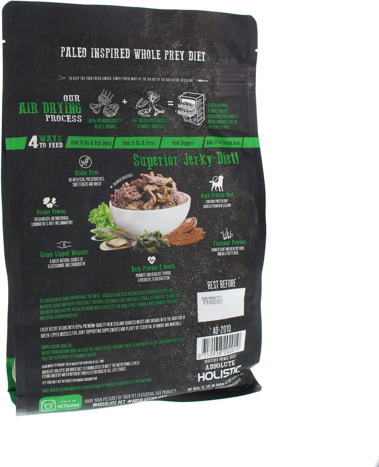 Absolute Holistic Air Dried Dog Food, Chicken and Hoki 1kg