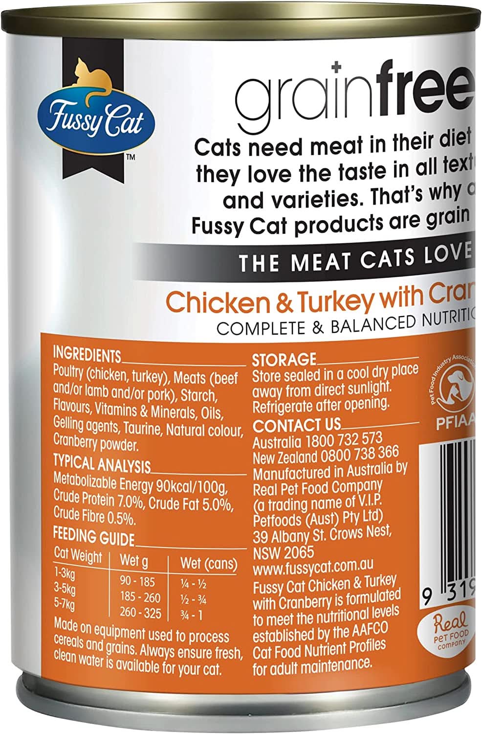 Fussy Cat Grain Free Chicken and Turkey with Cranberry Wet Cat Food 400g x Pack of 12