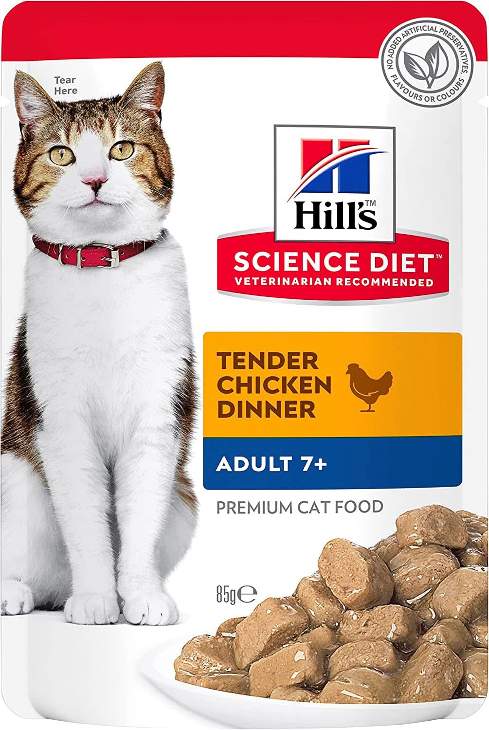 Hills Science Diet Adult 7+ Senior Wet Cat Food, Chicken, 85g x Pack of 12