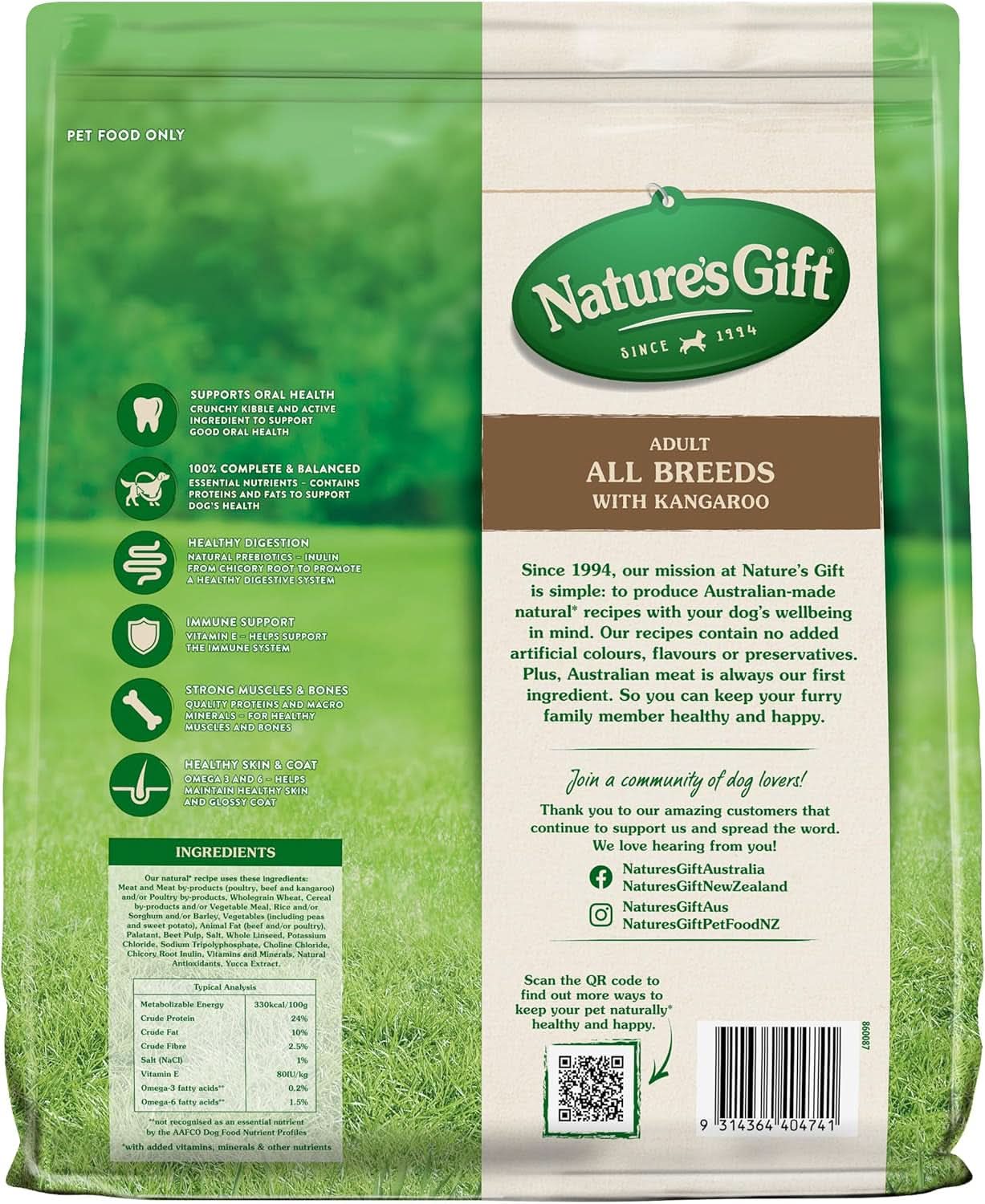 Nature's Gift Sustain Kangaroo Adult Dry Dog Food 6kg