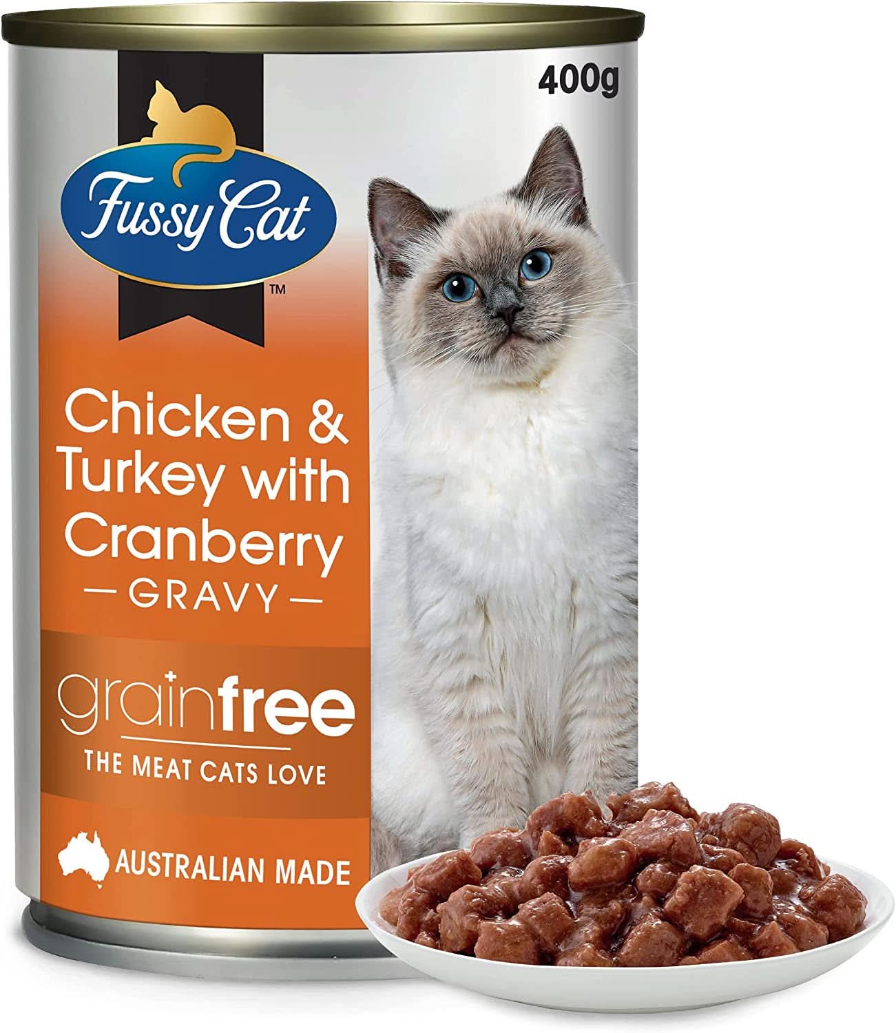 Fussy Cat Grain Free Chicken and Turkey with Cranberry Wet Cat Food 400g x Pack of 12