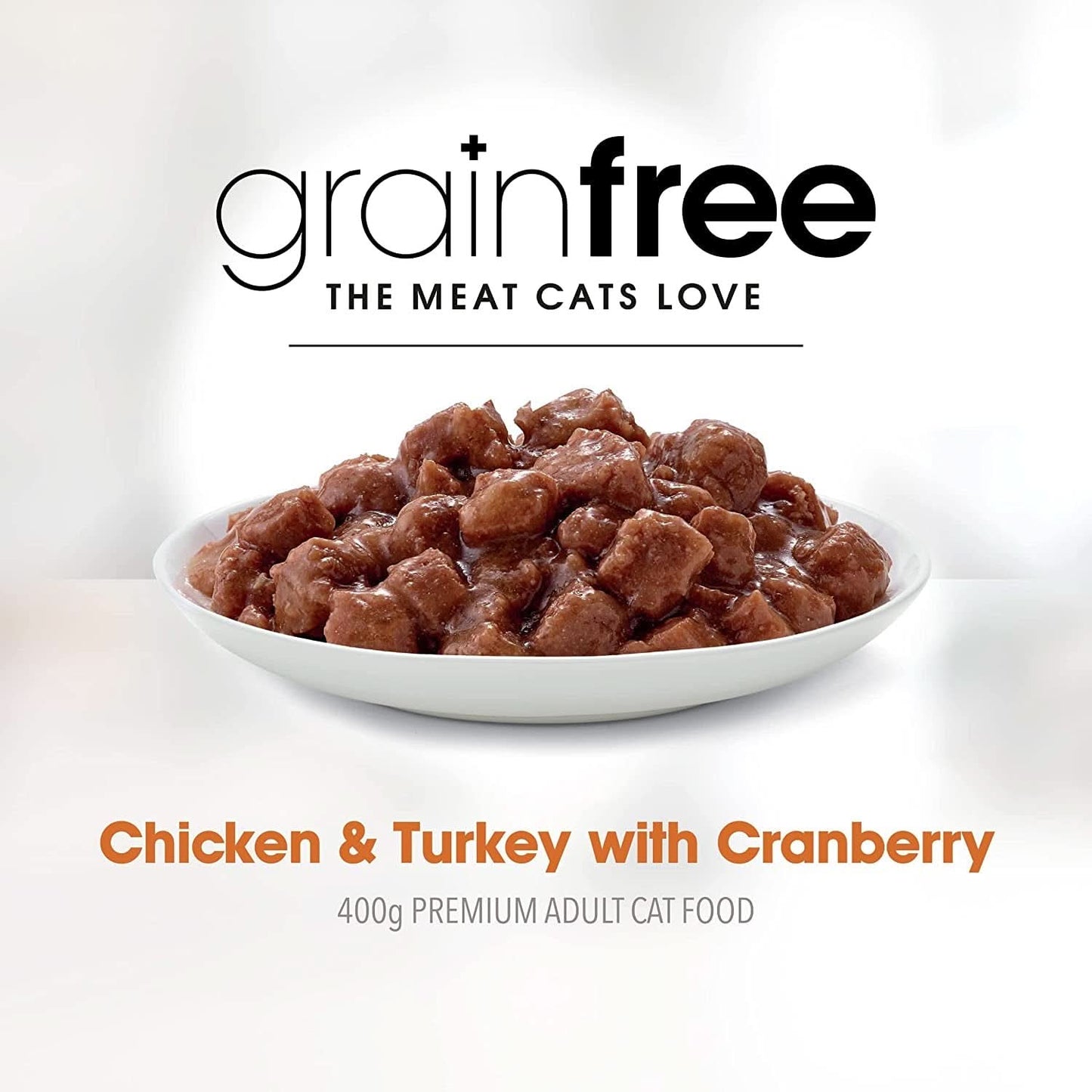 Fussy Cat Grain Free Chicken and Turkey with Cranberry Wet Cat Food 400g x Pack of 12