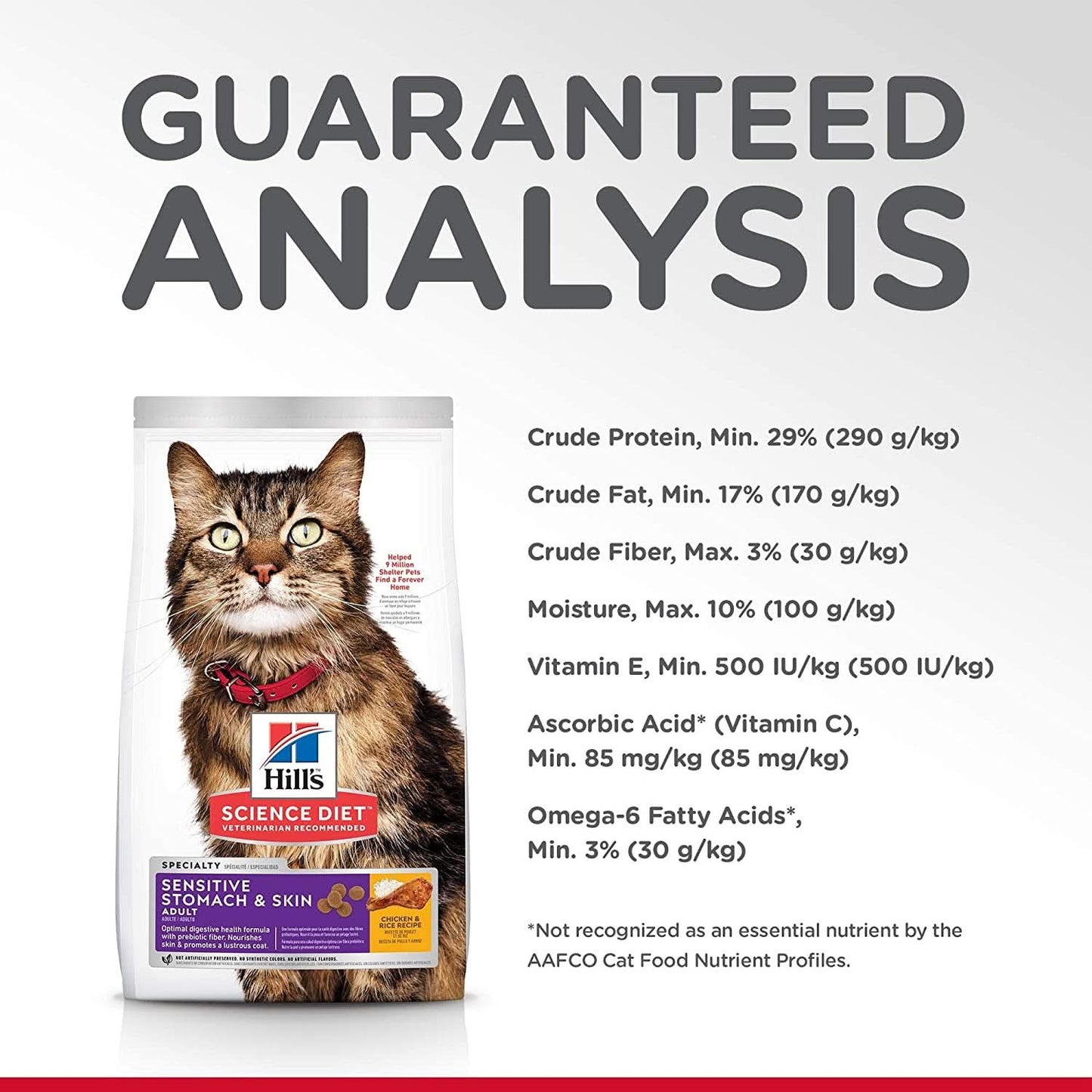 Hill's Science Diet Sensitive Stomach and Skin Adult, Chicken and Rice Recipe, Dry Cat Food, 3.17kg Bag
