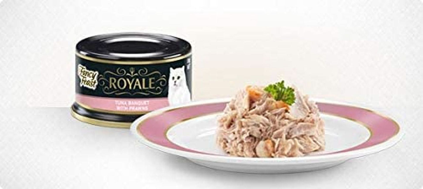 Fancy Feast Adult Royale Tuna Banquet with Prawns Wet Cat Food 85g x Pack of 24