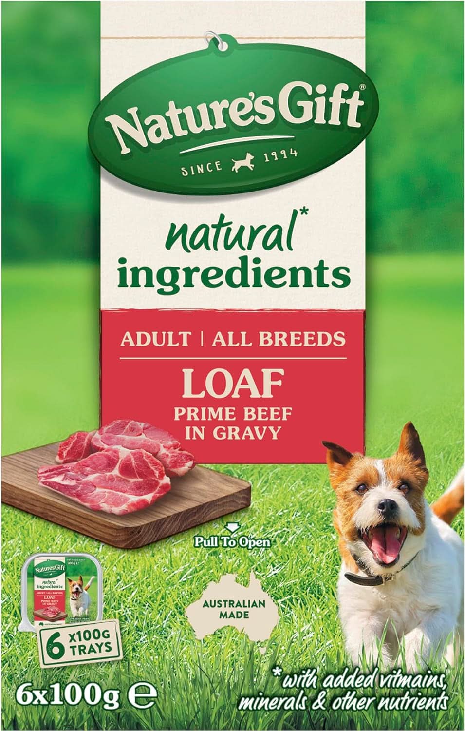 Nature's Gift Loaf Prime Beef in Gravy Adult Dog Wet Food 100G (Pack of 24)
