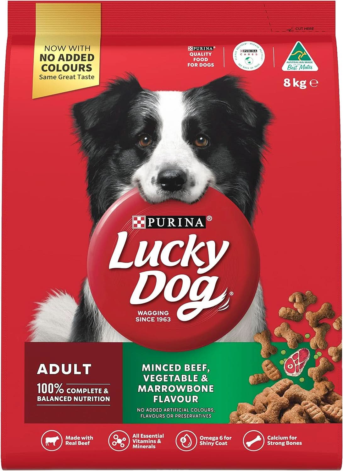 Lucky Dog Adult Minced Beef Vegetable and Marrowbone Flavour Dry Dog Food 8kg