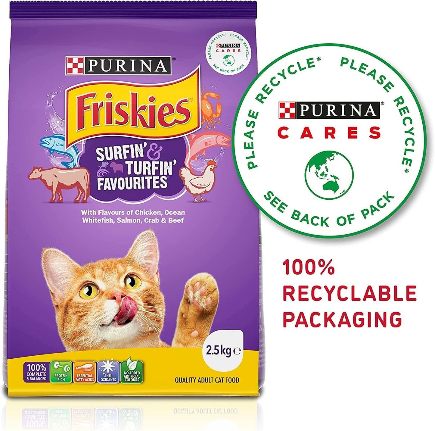 Friskies Adult Surfin and Turfin Favourites Dry Cat Food 2.5kg