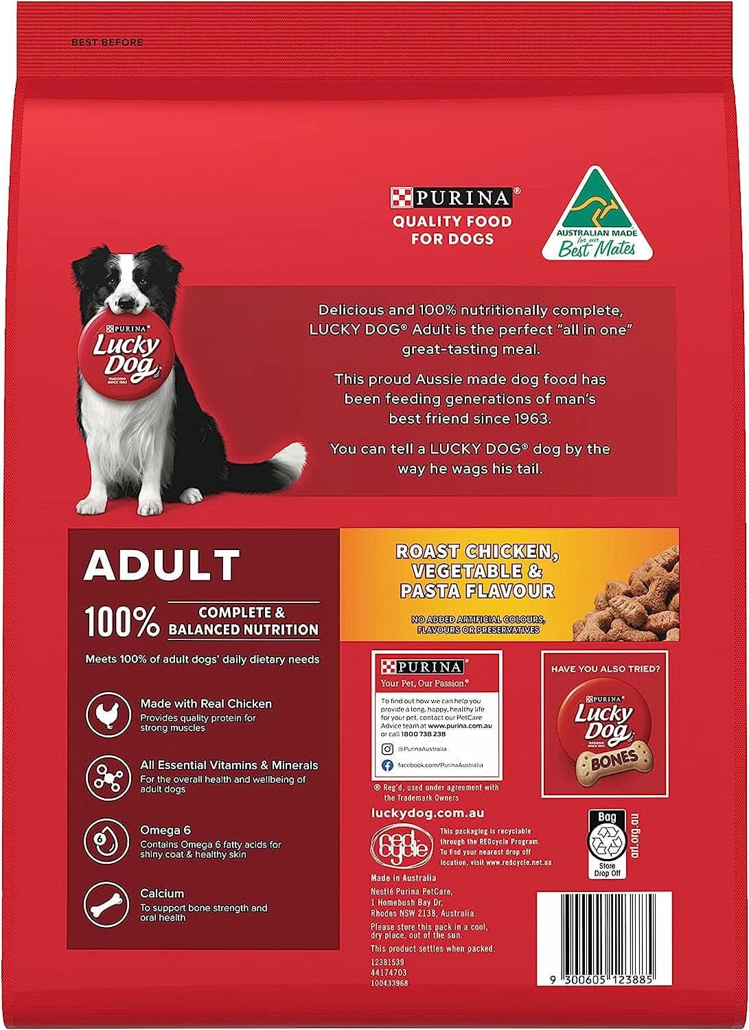 Lucky Dog Adult Roast Chicken Vegetable Pasta Flavour Dry Dog Food 8kg