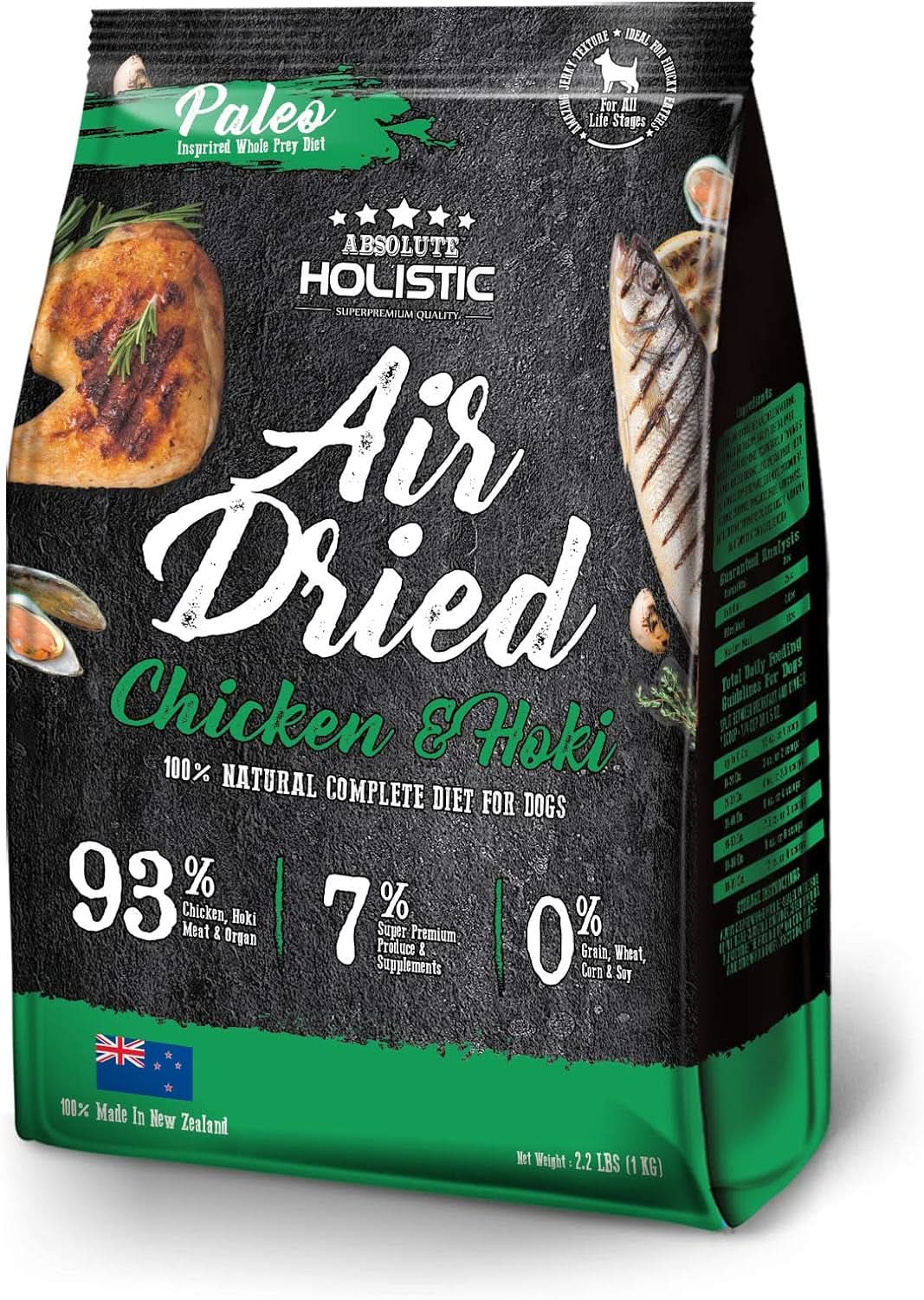 Absolute Holistic Air Dried Dog Food, Chicken and Hoki 1kg