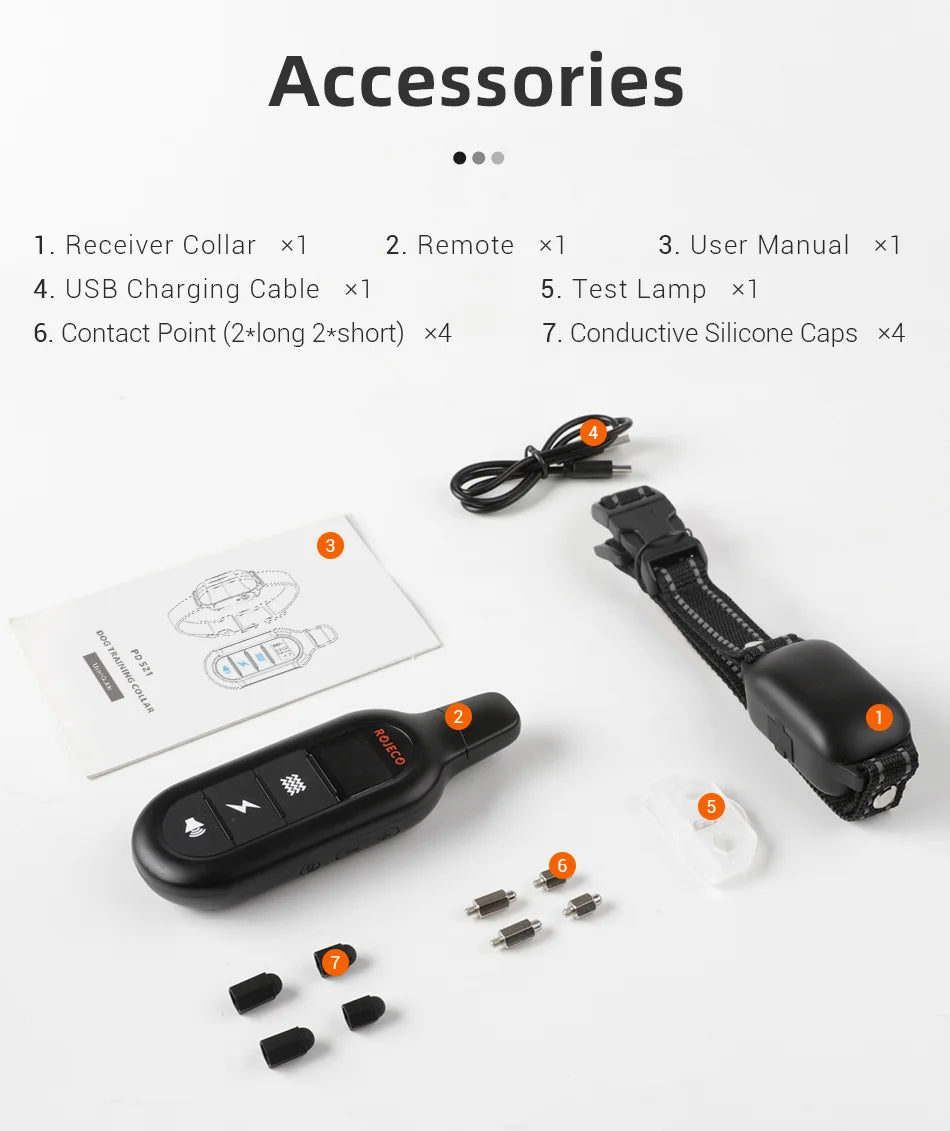 Electric Dog Training Collar Digital Rechargeable Remote Control IPX7 Waterproof Vibrator Pet Dog Bark Stop Shock Collar