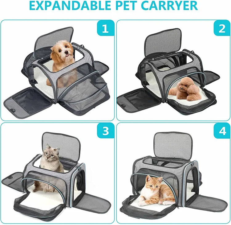 Expandable Pet Carrier Backpack for Cats & Small Dogs – Breathable Mesh, Multiple Entrances