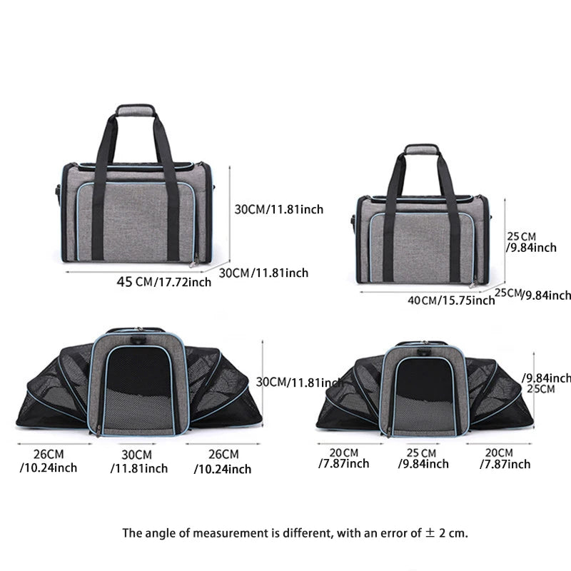 Expandable Pet Carrier Backpack for Cats & Small Dogs – Breathable Mesh, Multiple Entrances