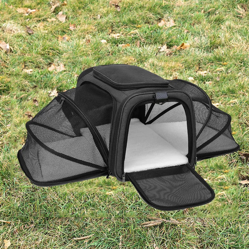 Expandable Pet Carrier Backpack for Cats & Small Dogs – Breathable Mesh, Multiple Entrances