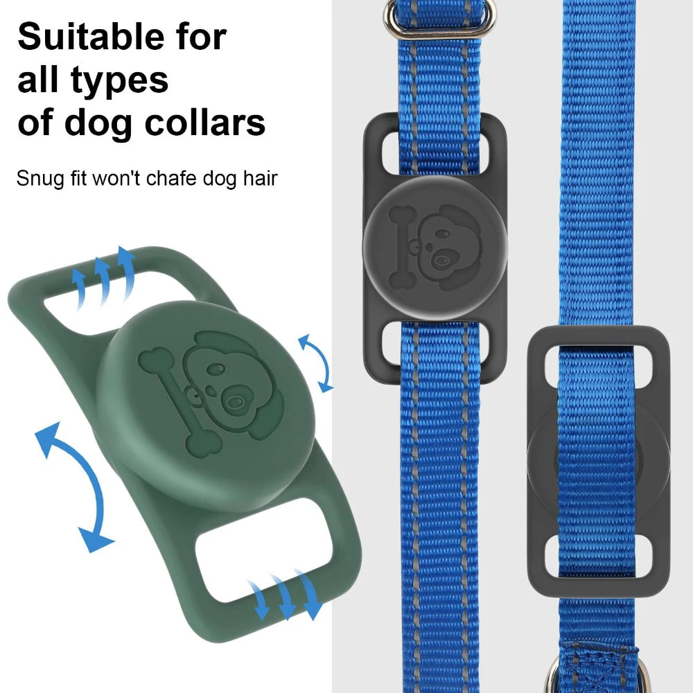 AirTag Pet Collar Holder for Dog Cat Waterproof Silicone Hidden Loop GPS Finder AirTag Dog Collar Anti-Lost Tracker Accessories