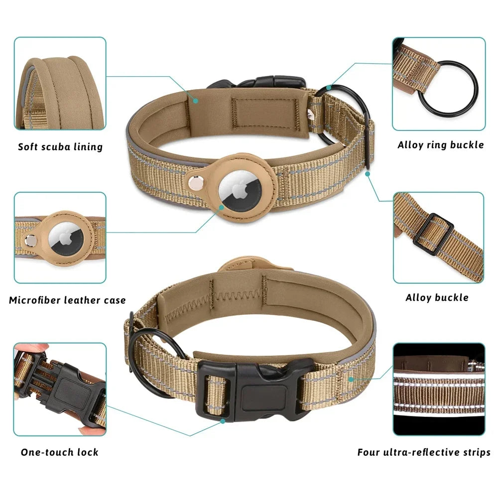 Anti-lost Reflective Adjustable Pet Collar for Apple Airtag