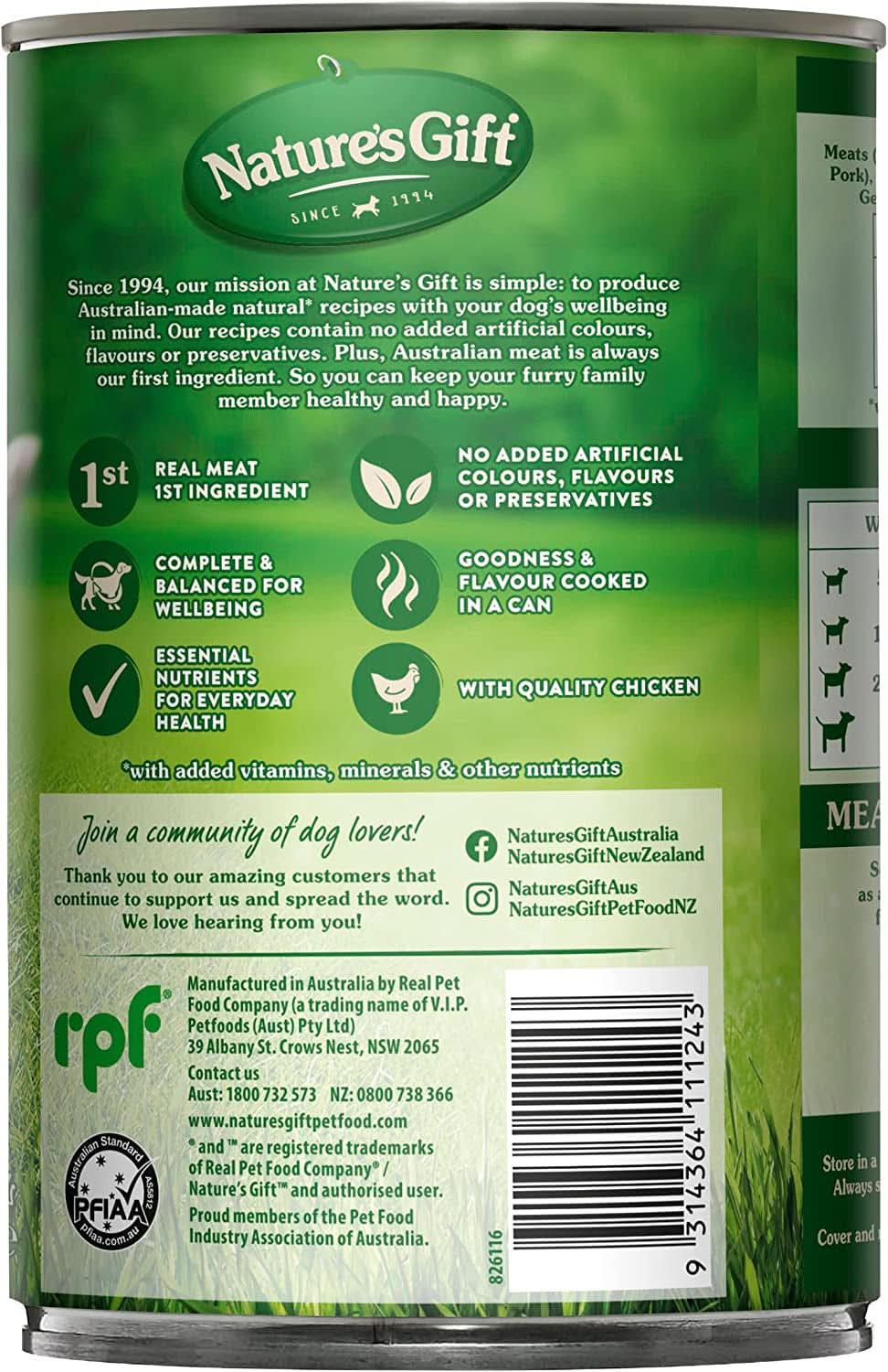 Nature's Gift Loaf Chicken, Rice and Vegetables Adult Wet Dog Food 700g x Pack of 12