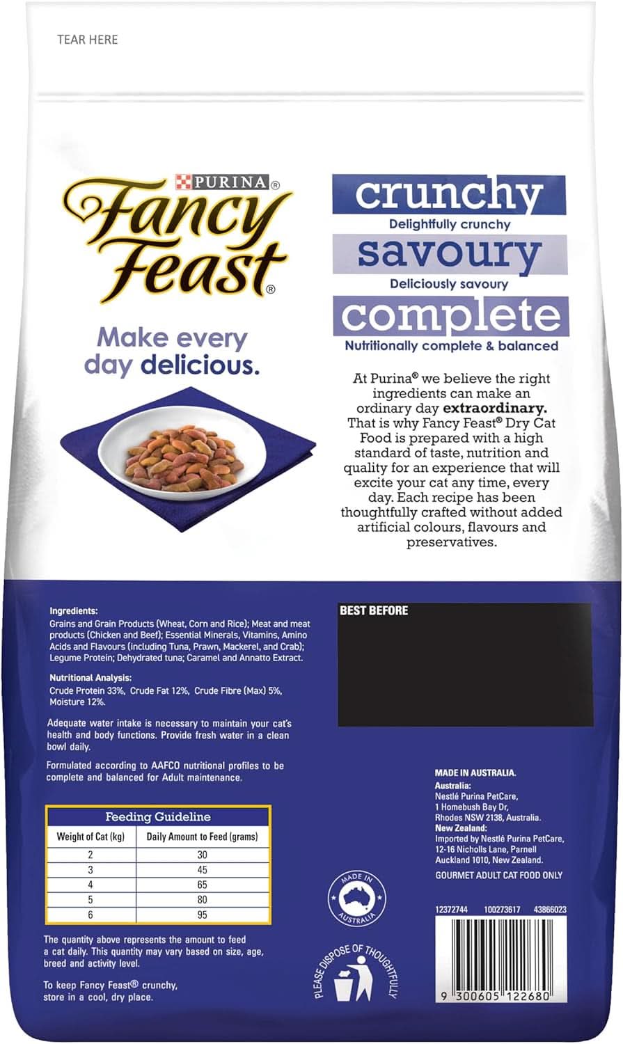 Fancy Feast Adult Tuna Prawn Mackerel and Crab Flavour Dry Cat Food 1.4kg
