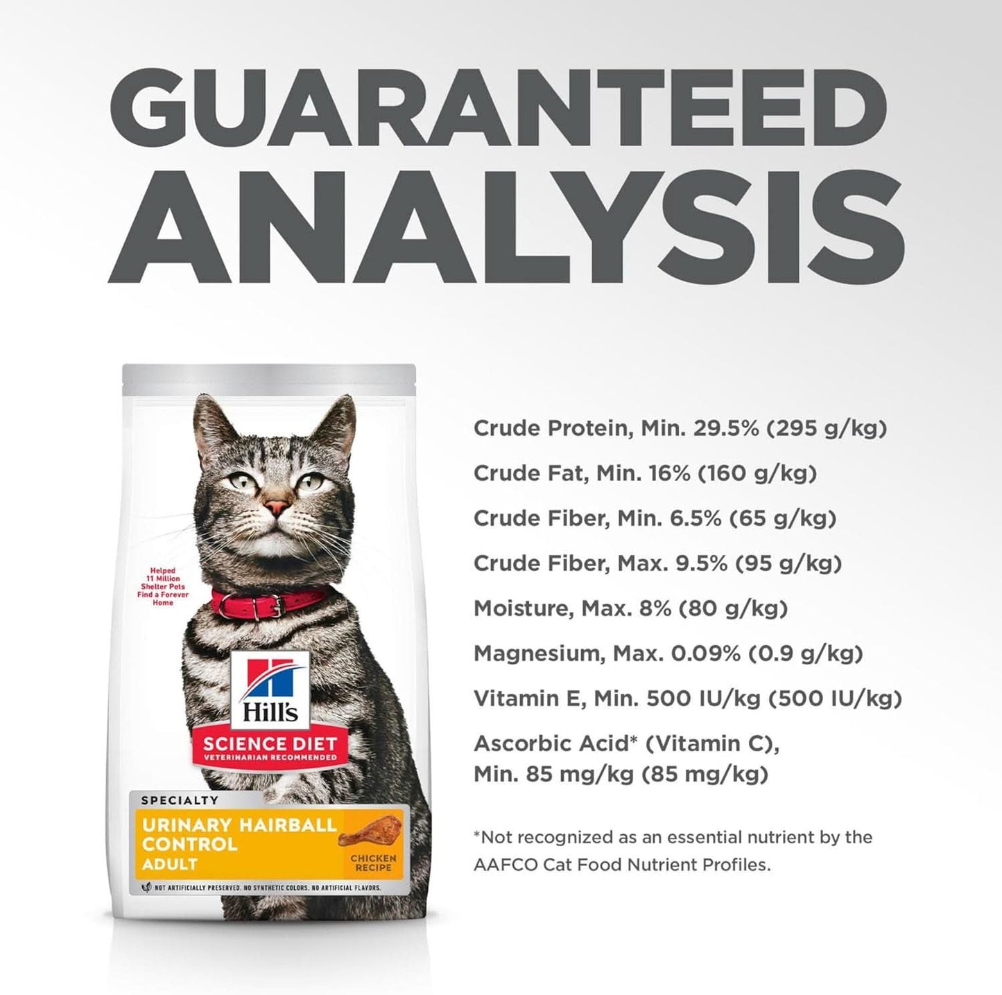 Hill's Science Diet Urinary Hairball Control Adult, Chicken Recipe, Dry Cat Food, 1.58Kg Bag