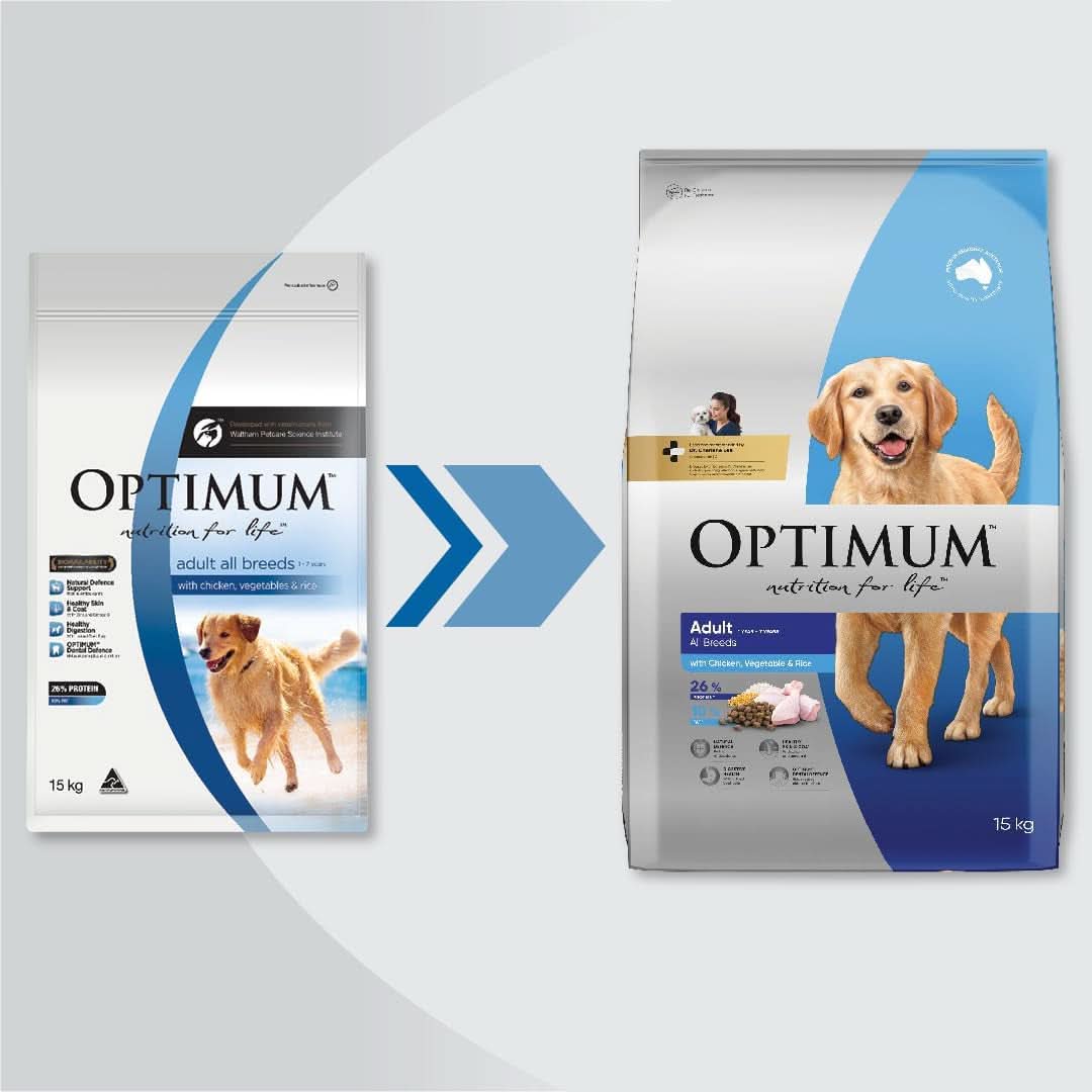 Optimum Adult All Breeds Dry Dog Food with Chicken, Vegetables & Rice 15kg