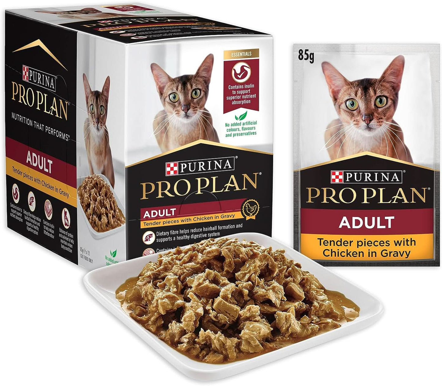 Pro Plan Adult Chicken in Gravy Wet Cat Food 85g x Pack of 12