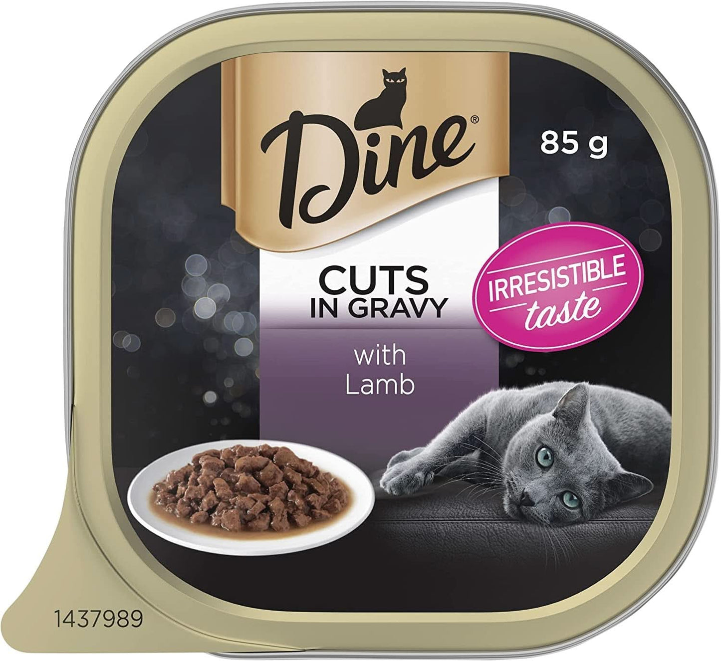 Dine Cuts in Gravy with Lamb Adult Cat Wet Food 85g x Pack of 14