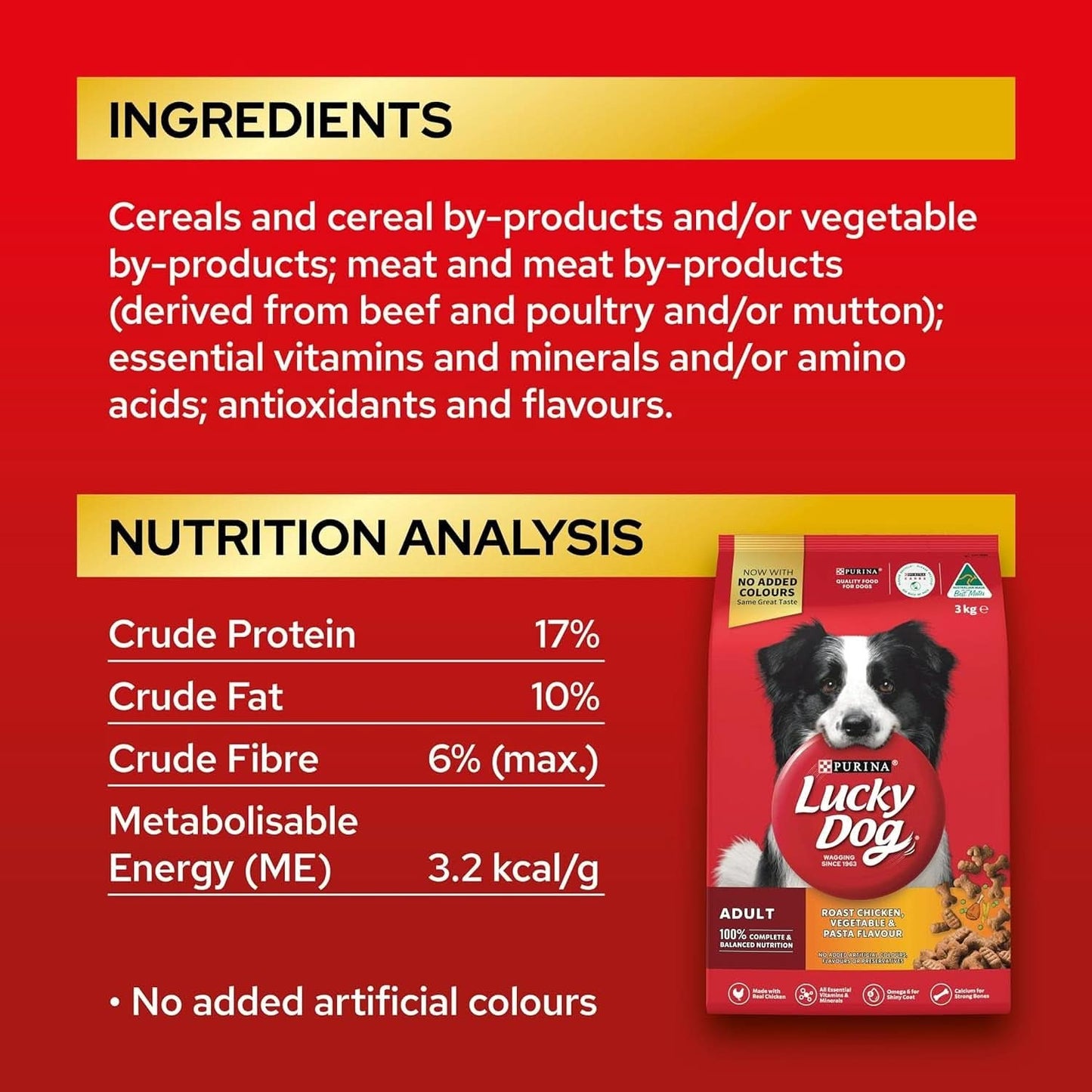 Lucky Dog Adult Roast Chicken Vegetable Pasta Flavour Dry Dog Food 8kg