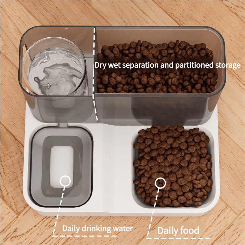 Grey Pet Feeder 3L Automatic Cat Feeder and Water Dispenser - Hassle-Free Hydration and Feeding