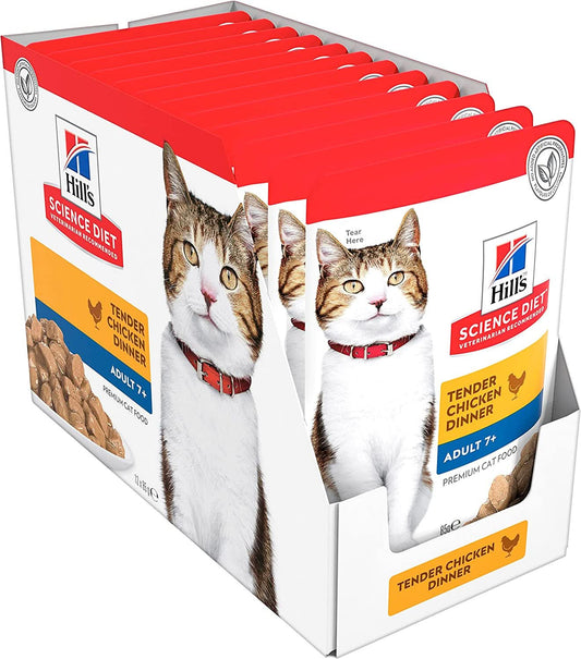 Hills Science Diet Adult 7+ Senior Wet Cat Food, Chicken, 85g x Pack of 12