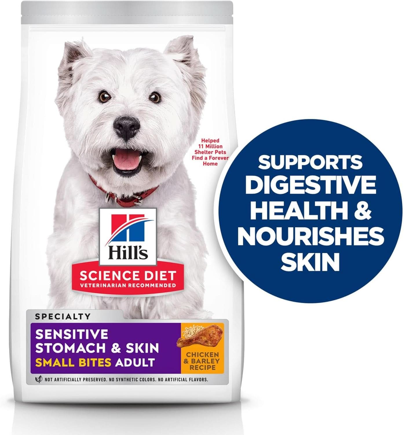 Hills Science Diet Sensitive Stomach & Skin Adult Small Bites, Chicken Recipe, Dry Dog Food 6.8kg