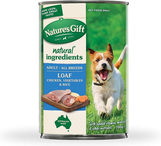 Nature's Gift Loaf Chicken, Rice and Vegetables Adult Wet Dog Food 700g x Pack of 12
