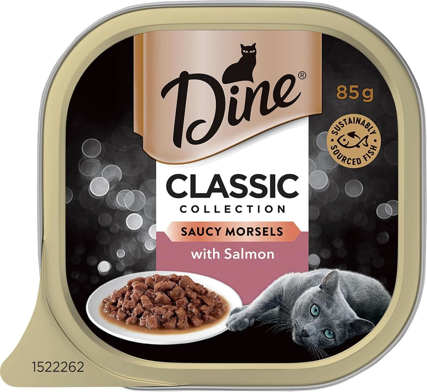 Dine Classic Collection Adult Wet Cat Food Saucy Morsels with Salmon 85g x Pack of 14