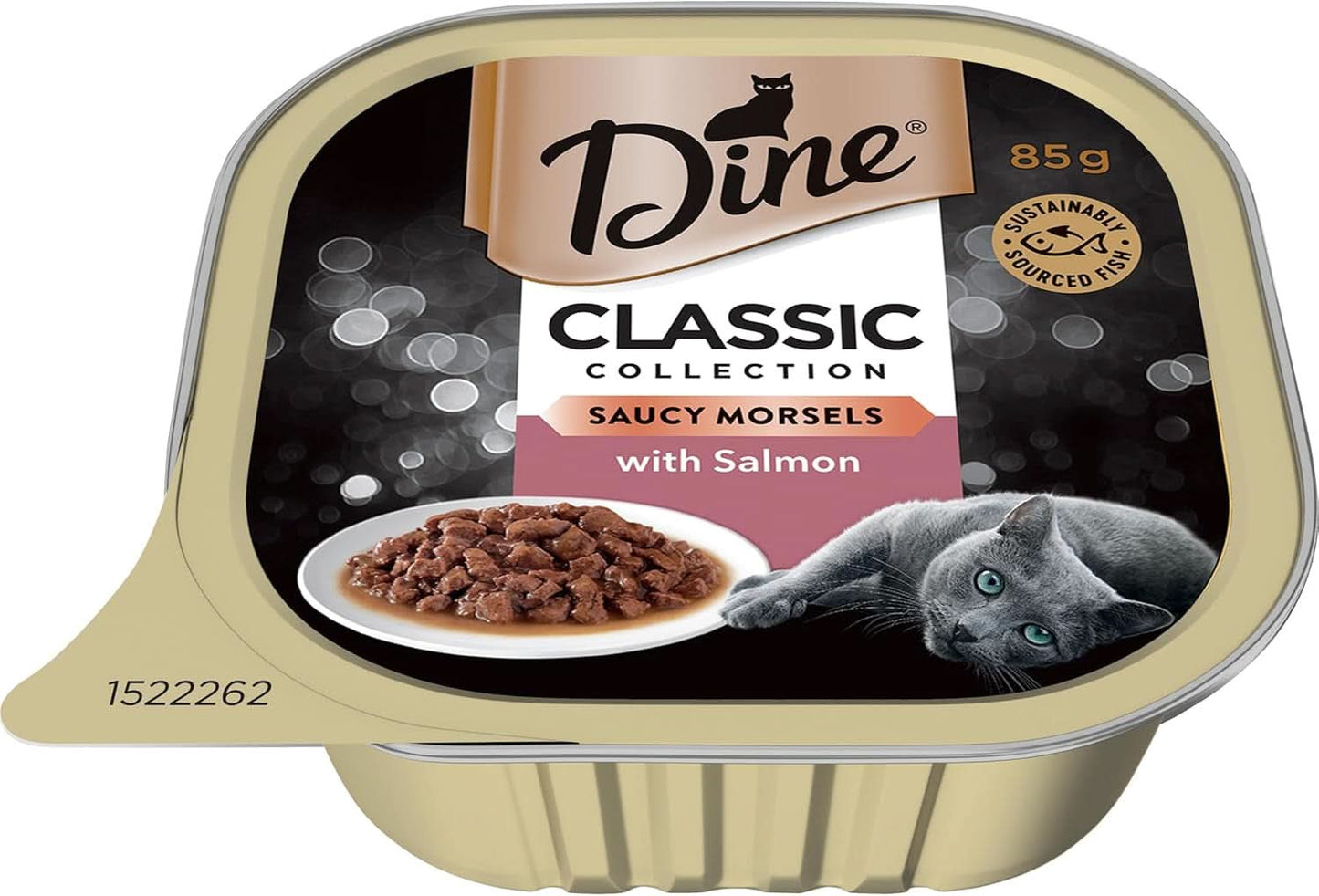 Dine Classic Collection Adult Wet Cat Food Saucy Morsels with Salmon 85g x Pack of 14