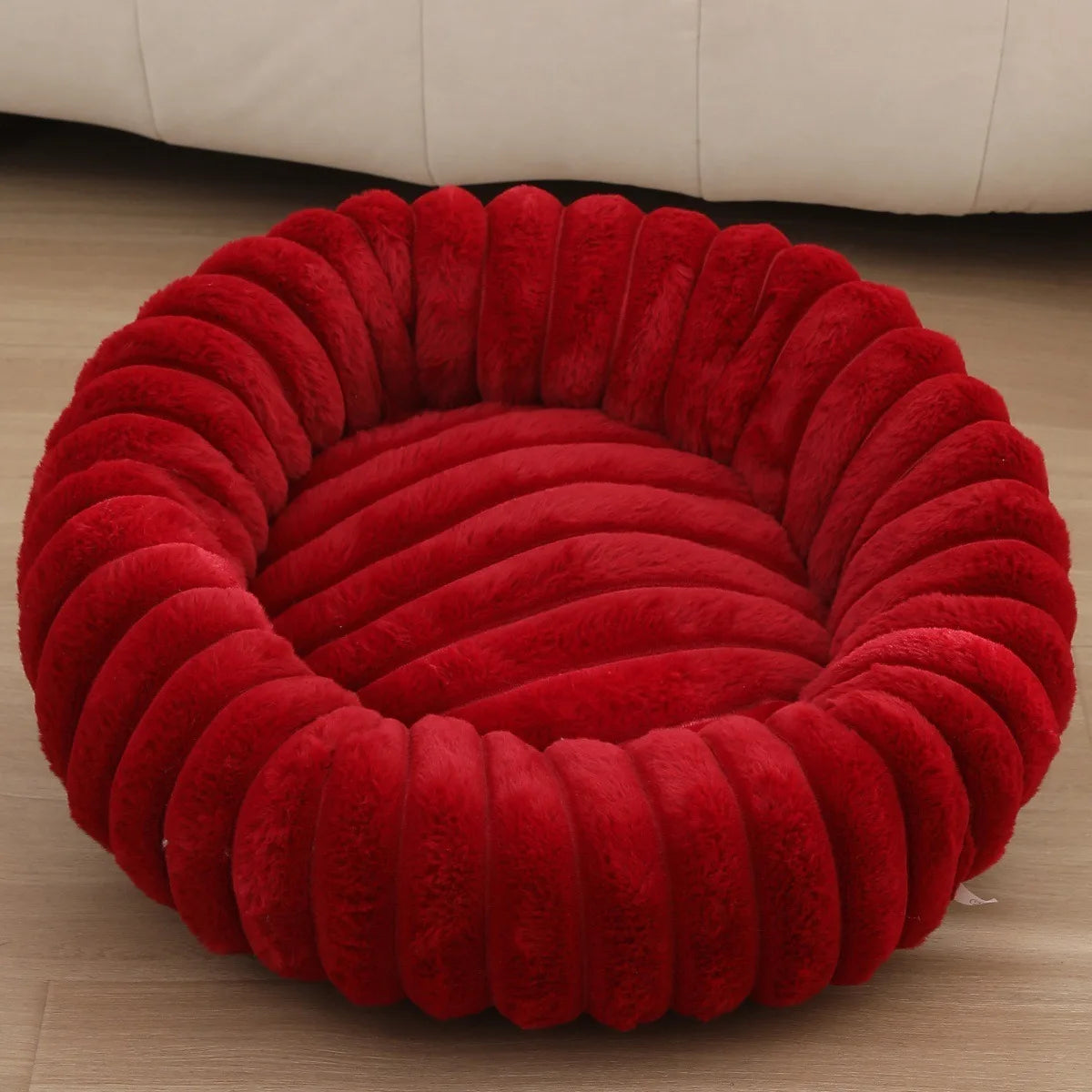 Super Soft 40cm Round Pet Bed  Non Removable/ Long Plush Dog House for Medium Dog House Winter Warm Sleeping