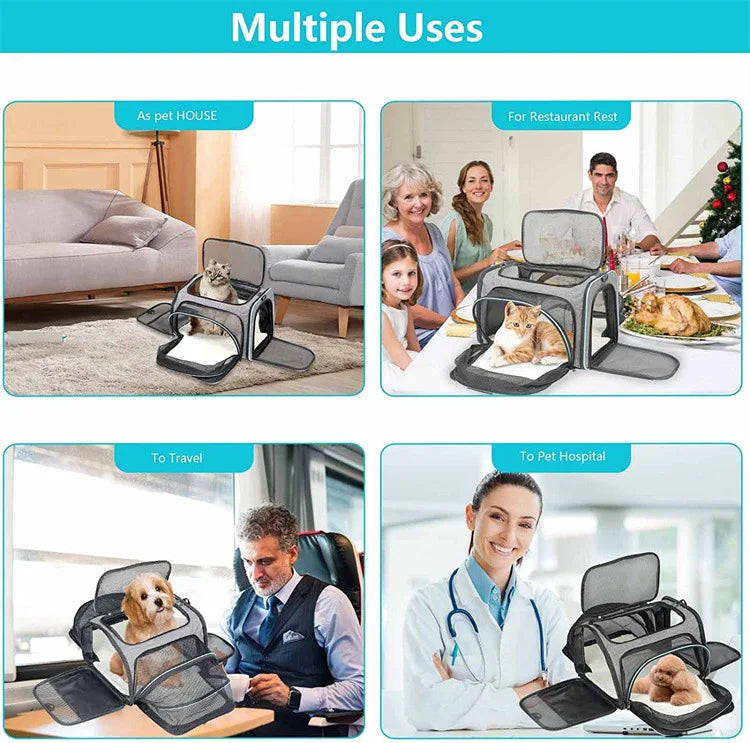 Expandable Pet Carrier Backpack for Cats & Small Dogs – Breathable Mesh, Multiple Entrances