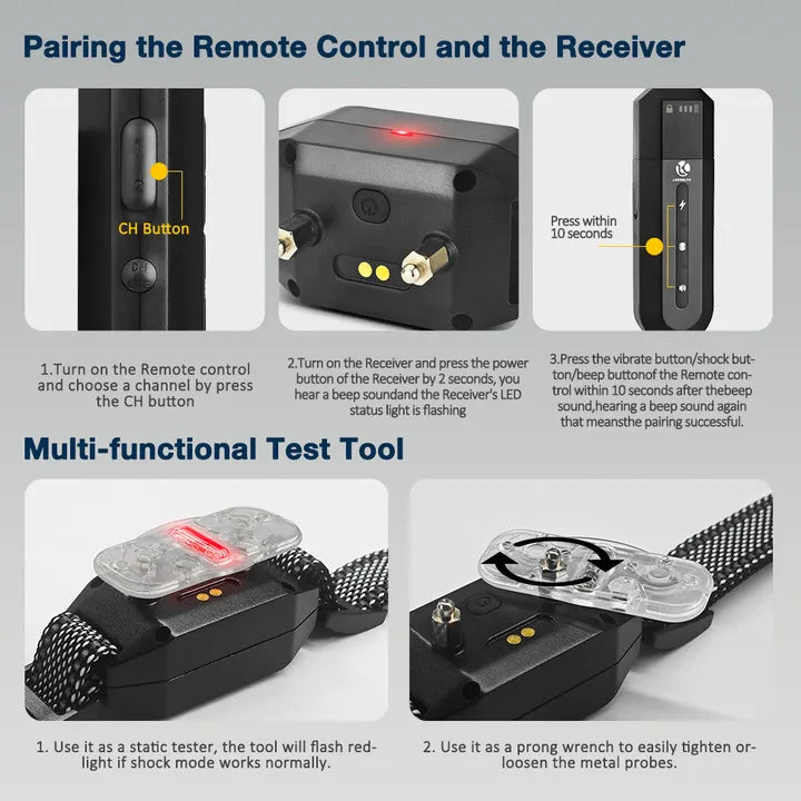 Dog Shock Collar Vibrating Electric Rechargeable Training Collar with Magnetic Remote Adjustable Waterproof E-Collar