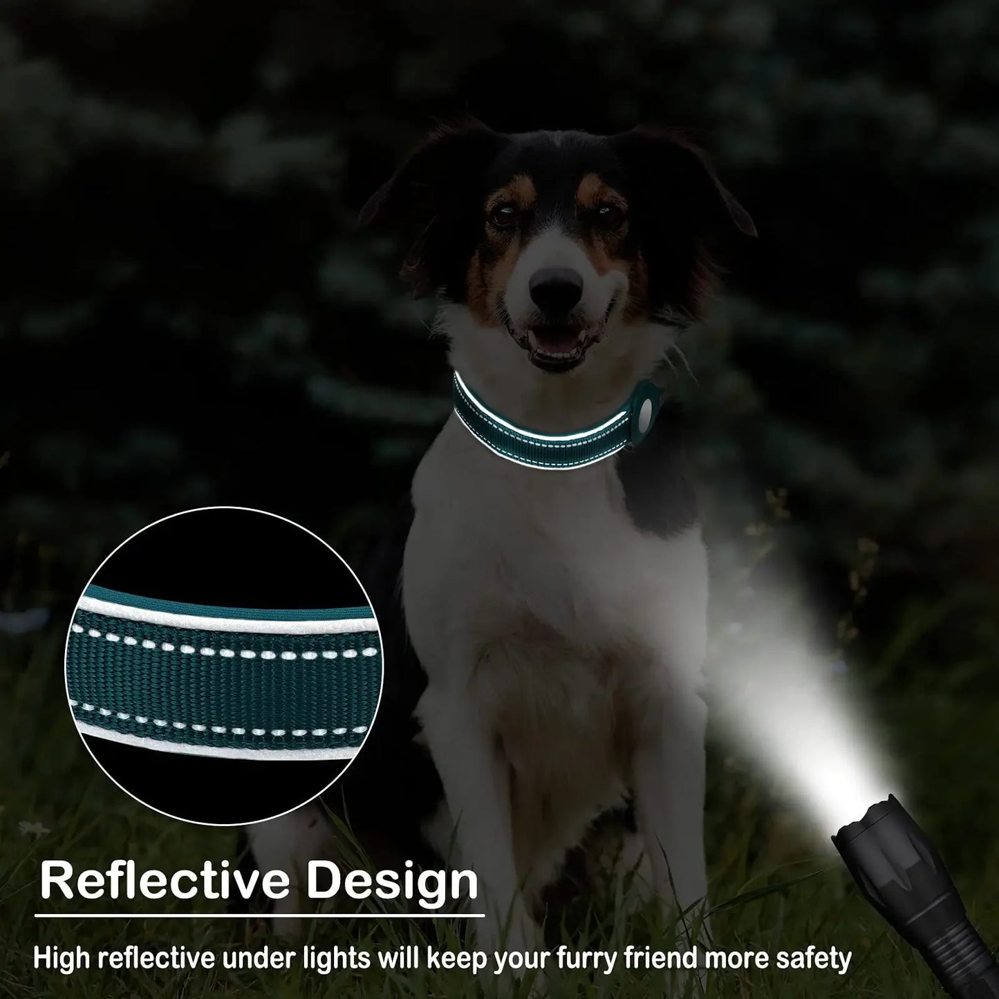 Anti-lost Reflective Adjustable Pet Collar for Apple Airtag