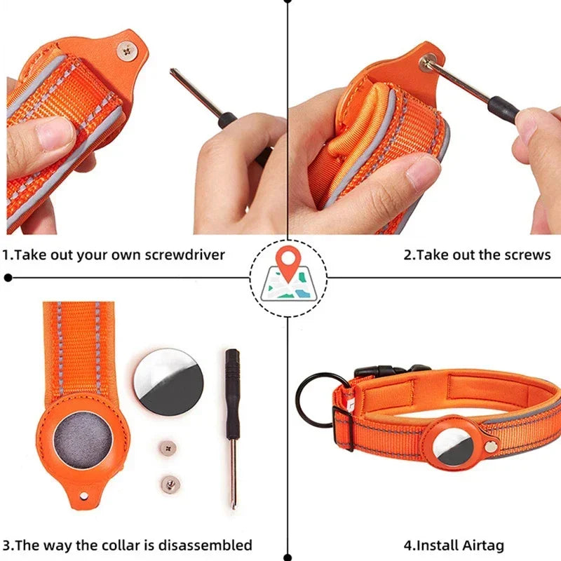Anti-lost Reflective Adjustable Pet Collar for Apple Airtag