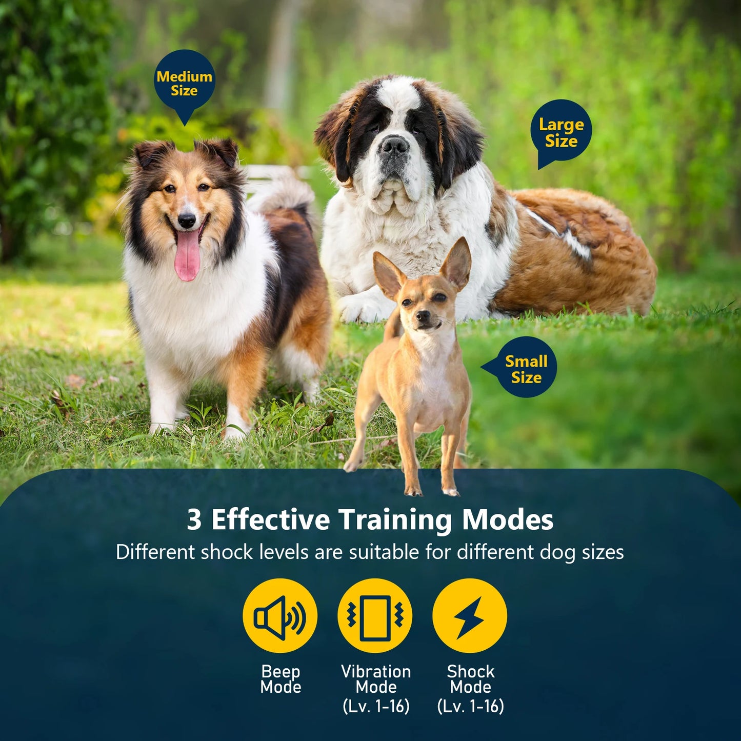 Dog Shock Collar Vibrating Electric Rechargeable Training Collar with Magnetic Remote Adjustable Waterproof E-Collar