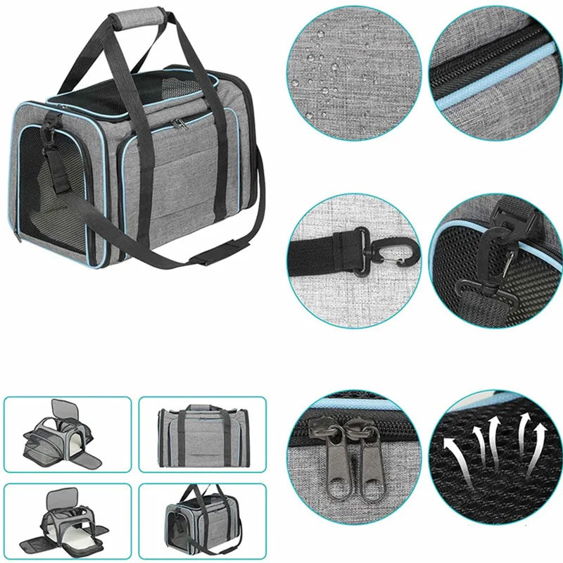 Expandable Pet Carrier Backpack for Cats & Small Dogs – Breathable Mesh, Multiple Entrances