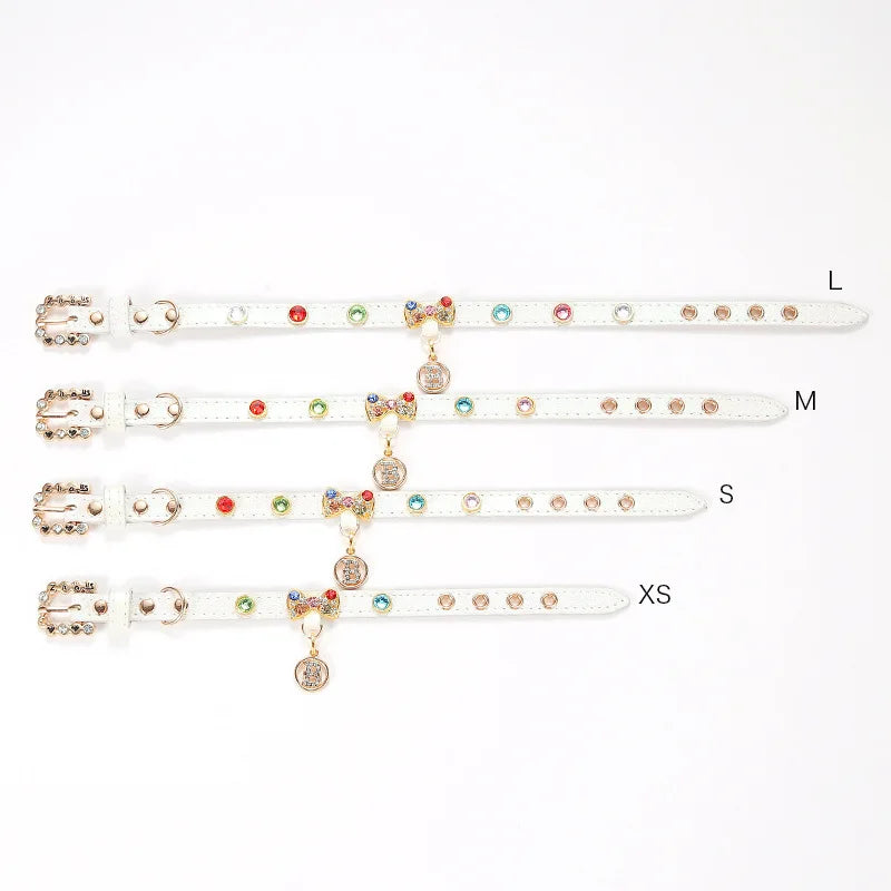 Dazzling Rhinestone Bow Collar -XS