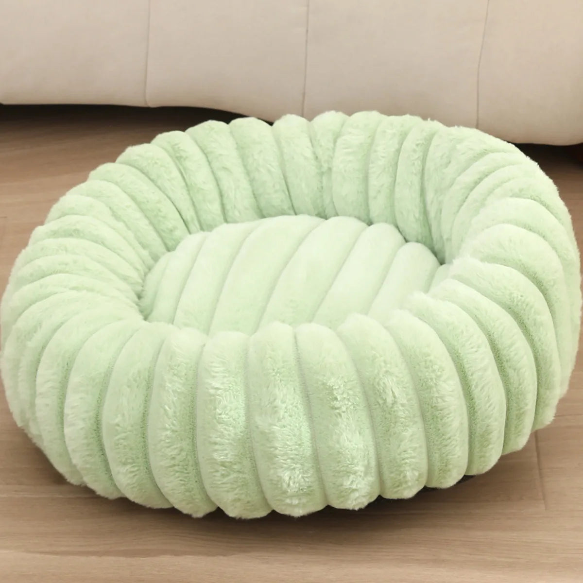 Super Soft 40cm Round Pet Bed  Non Removable/ Long Plush Dog House for Medium Dog House Winter Warm Sleeping