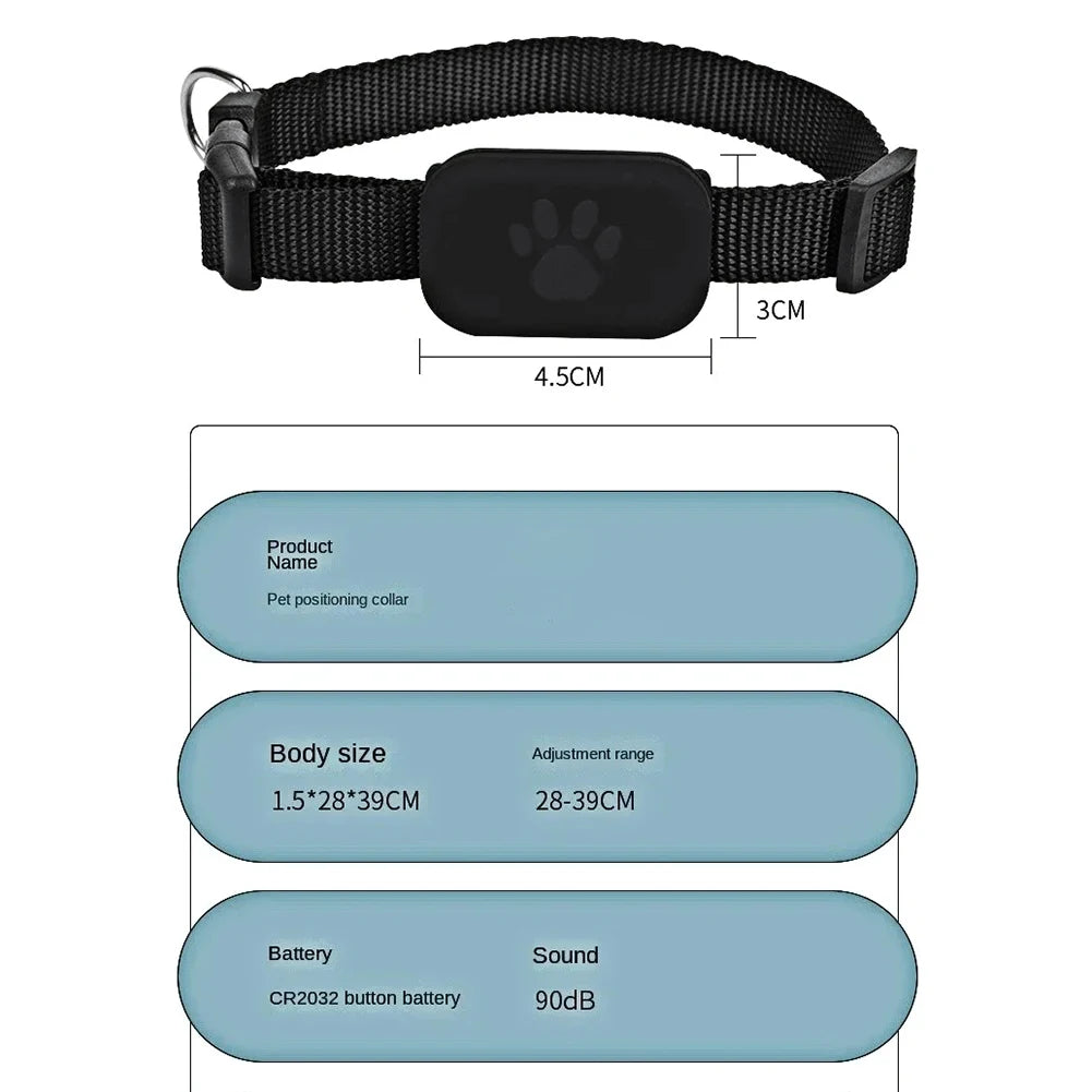 Pet GPS Tracker with Adjustable Collar Dog Tracker Smart Pet Locator Cat Tracker for Dogs and Cats