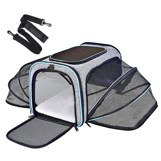 Expandable Pet Carrier Backpack for Cats & Small Dogs – Breathable Mesh, Multiple Entrances
