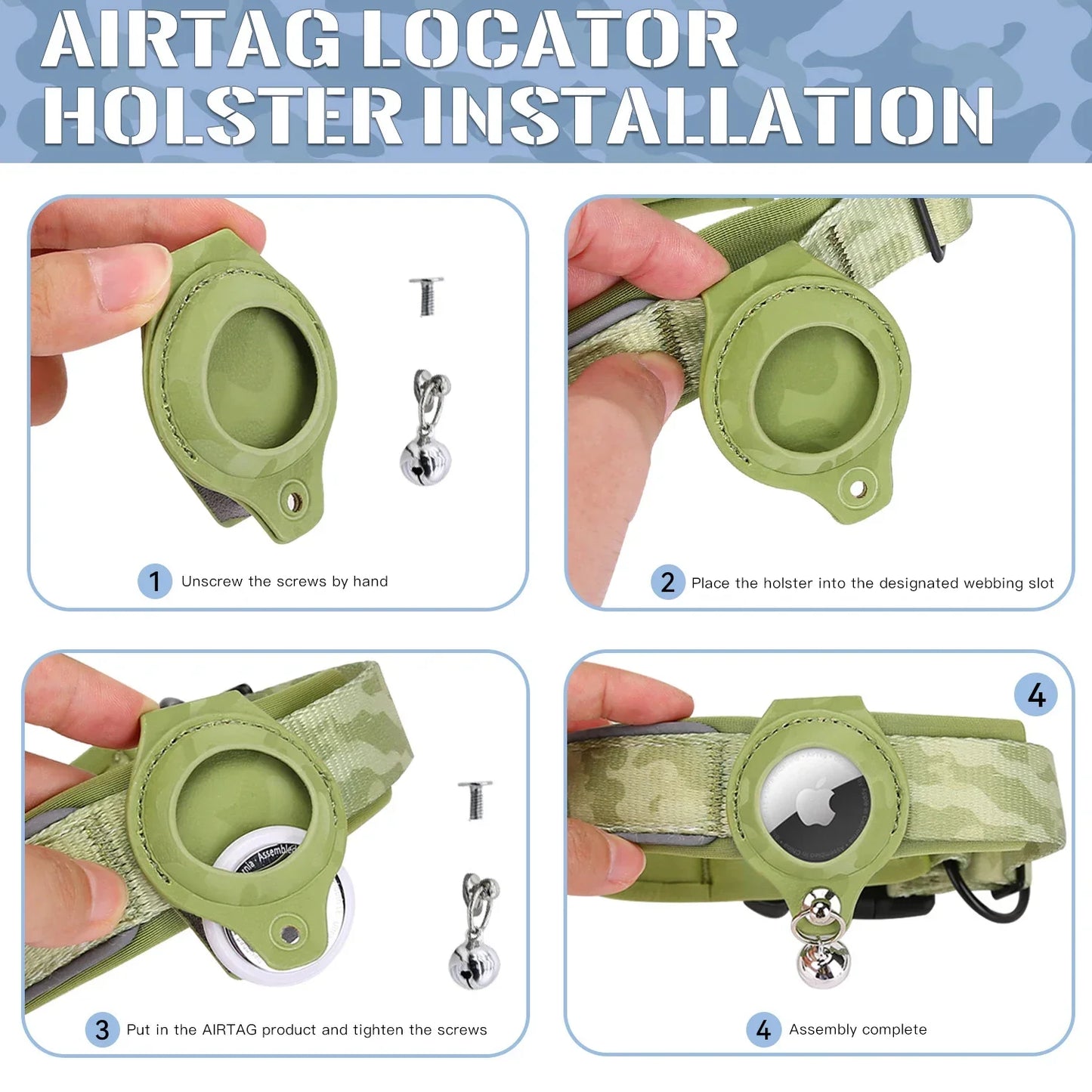 Anti-lost Reflective Adjustable Pet Collar for Apple Airtag